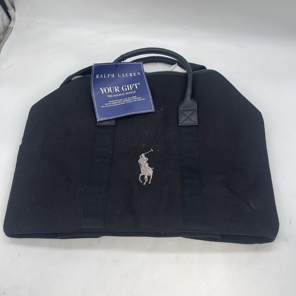 RALPH LAUREN Polo Fragrances Duffle Bag Gym Weekender Carry On Travel Blac NWT